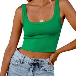NEW CHYRII Women's Square Neck going out tops Ribbed basic Tank Crop Workout Top